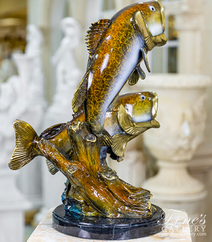 Bronze Statues  - Bronze Fish Statue - Bass - BS-1330